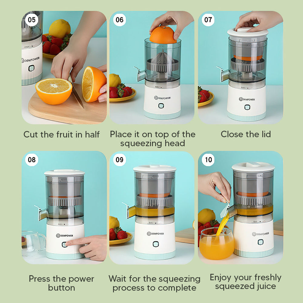Cordless Electric Citrus Juicer – USB-C Rechargeable, One-Touch Press, Drip-Free Spout & Easy to Clean