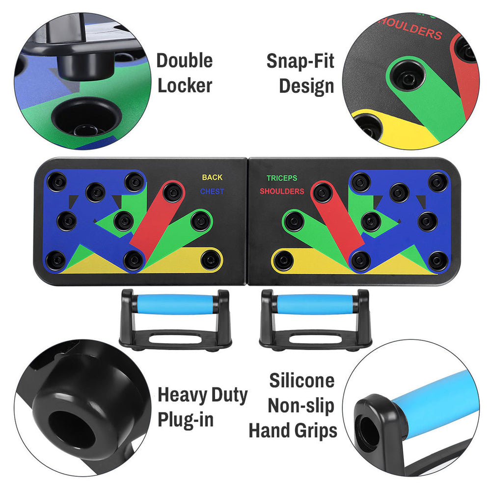 Foldable Push-Up Board – Colour-Coded for Chest, Shoulders, Back & Triceps, Non-Slip Home Workout