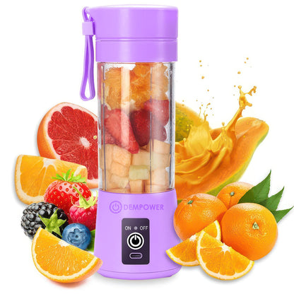 Portable smoothie blender blending a fruit smoothie