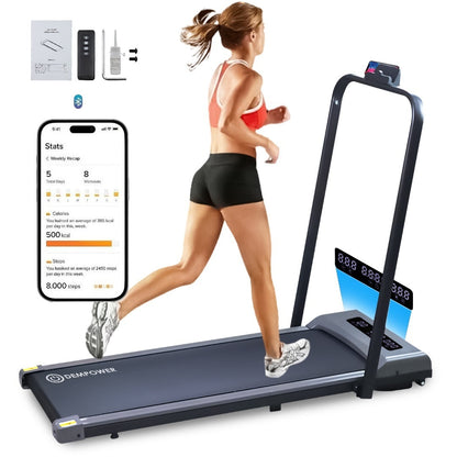 Remote-controlled portable treadmill folded for storage