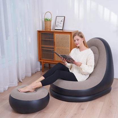 Inflatable lounge chair with matching footrest