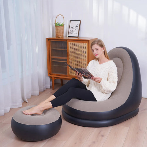 Inflatable lounge chair with matching footrest