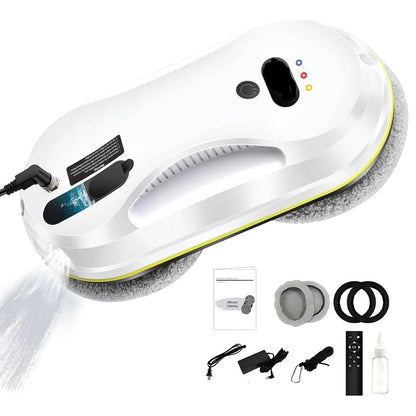 Automatic Window Cleaning Robot with Dual Rotating Pads and Safety Rope