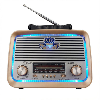 Retro Bluetooth Speaker Radio with FM/AM/SW, USB & TF Card Support