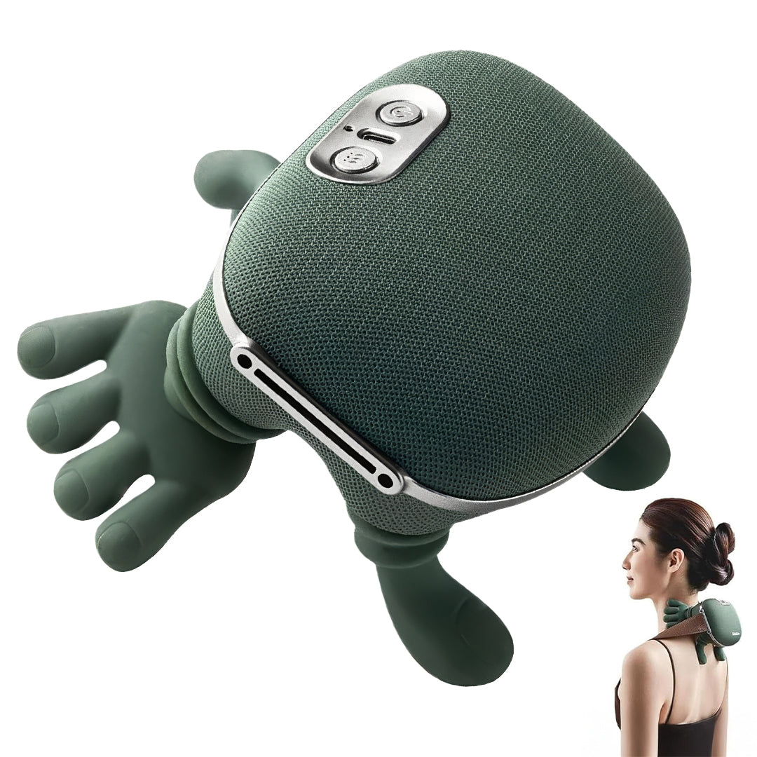 Heated neck and shoulder massager with hand-shaped massage heads