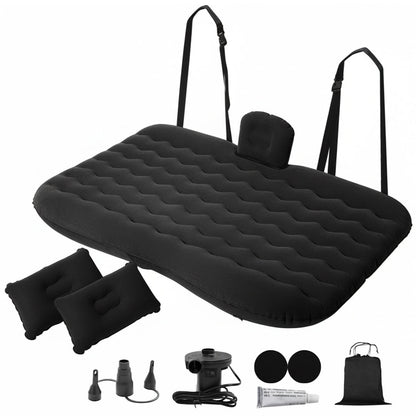 Car interior inflatable mattress fitted in the backseat