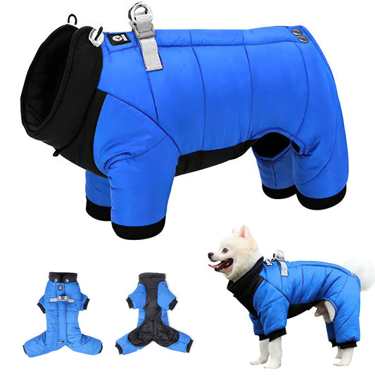 Waterproof dog coat in blue, size L