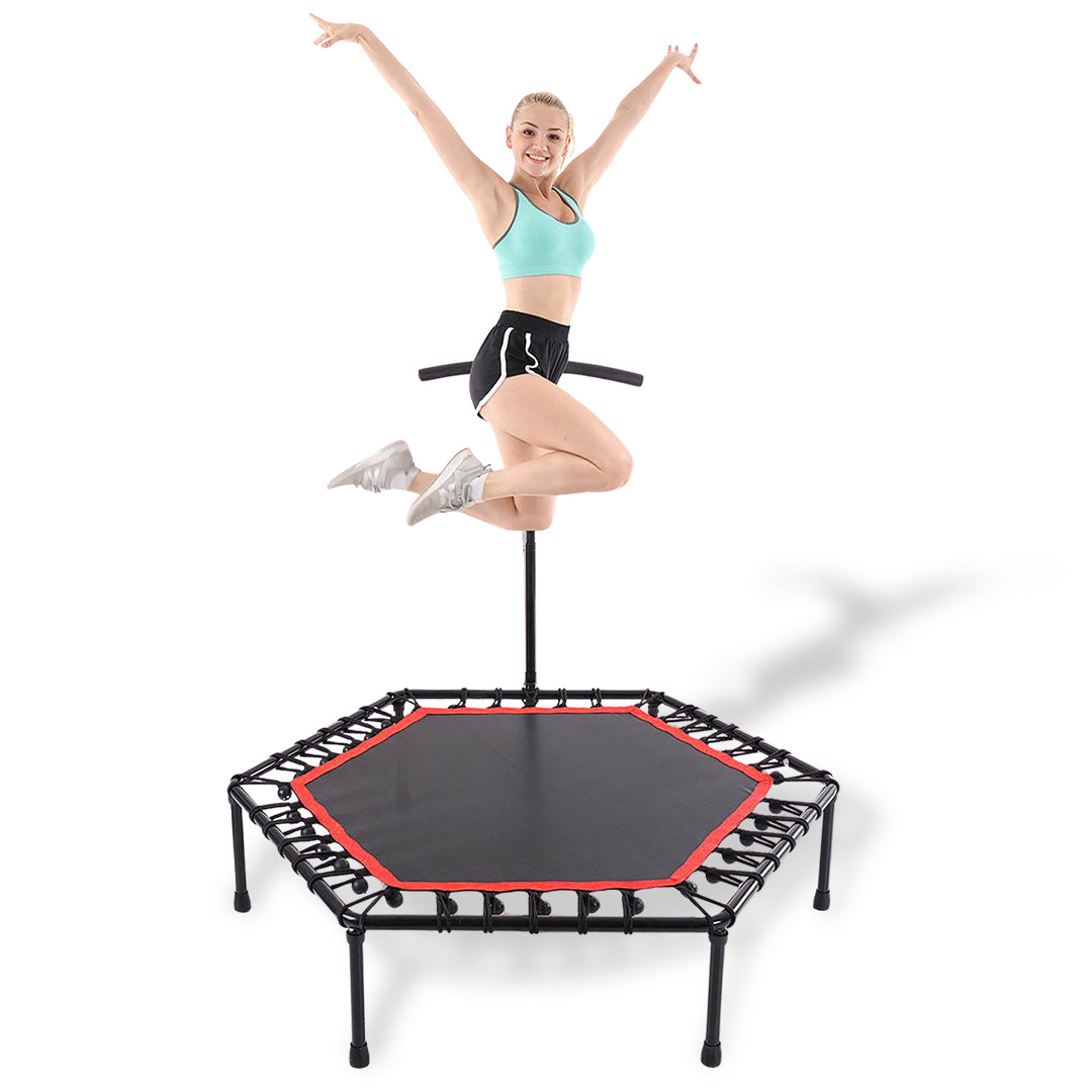 Durable Hexagonal Fitness Trampoline with Adjustable Handle –Y-S-P