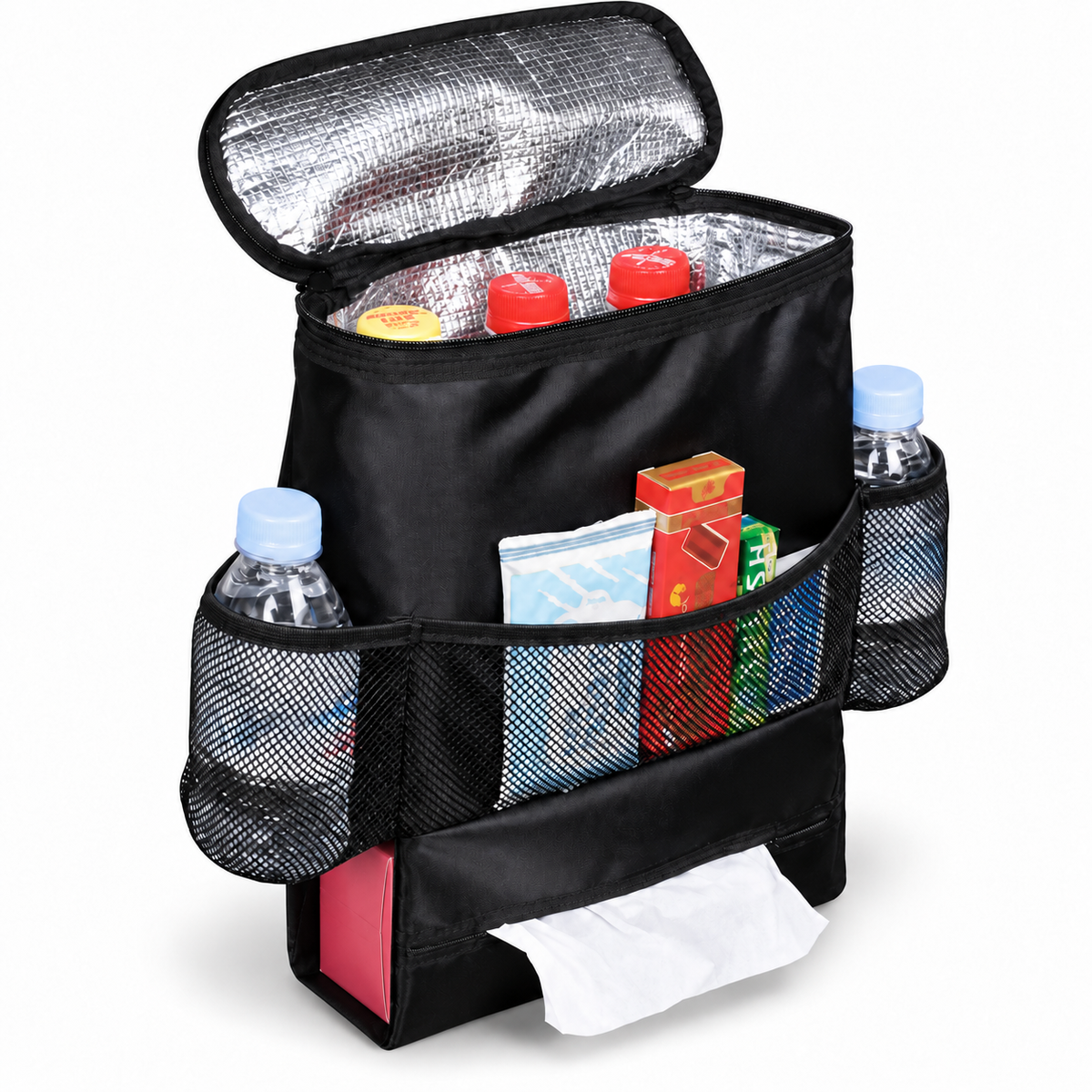 Portable Insulated Cooler Bag for Food and Drinks with Mesh Pockets