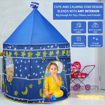 Kids Play Tent, Indoor & Outdoor Playhouse with Breathable Mesh Windows, Easy to Clean Fabric