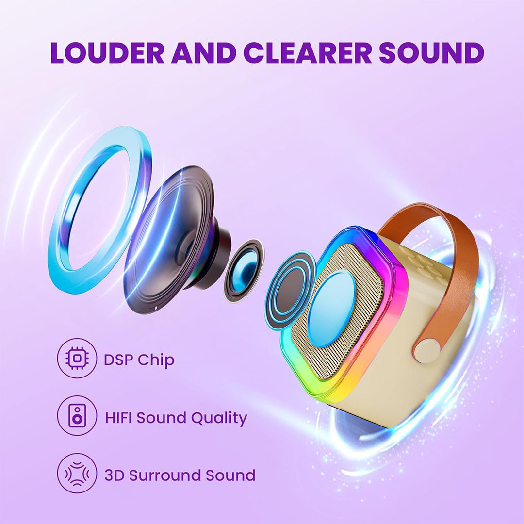 Portable Bluetooth Karaoke Speaker with 2 Wireless Microphones and RGB Lights Y-S-P