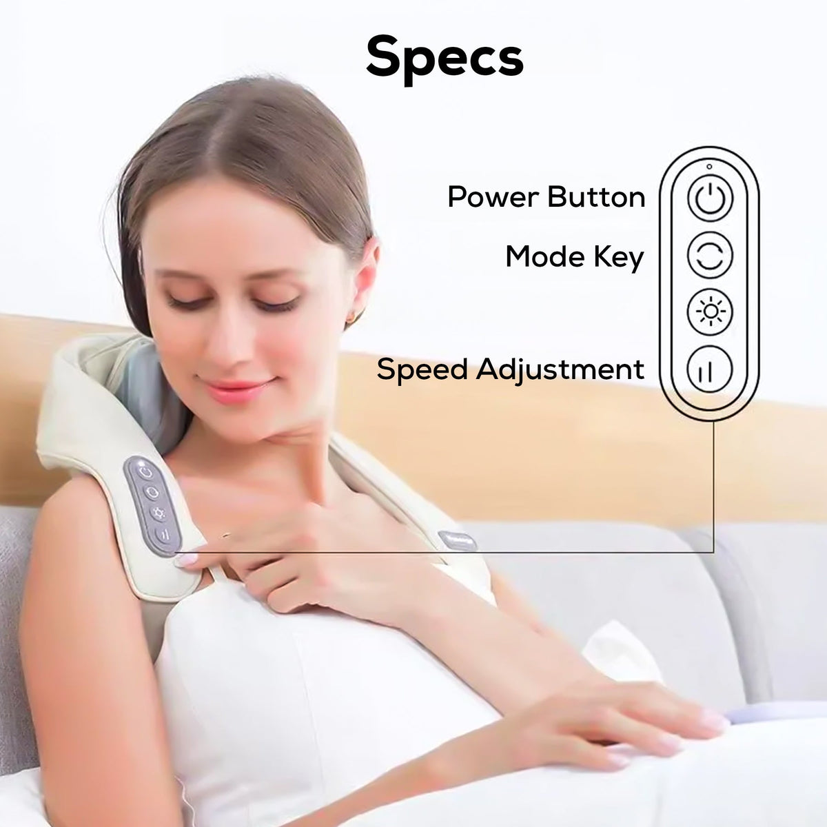 Cordless Neck & Shoulder Massager – Double Kneading Arms, 2 Modes & Adjustable Speed, USB-C Rechargeable