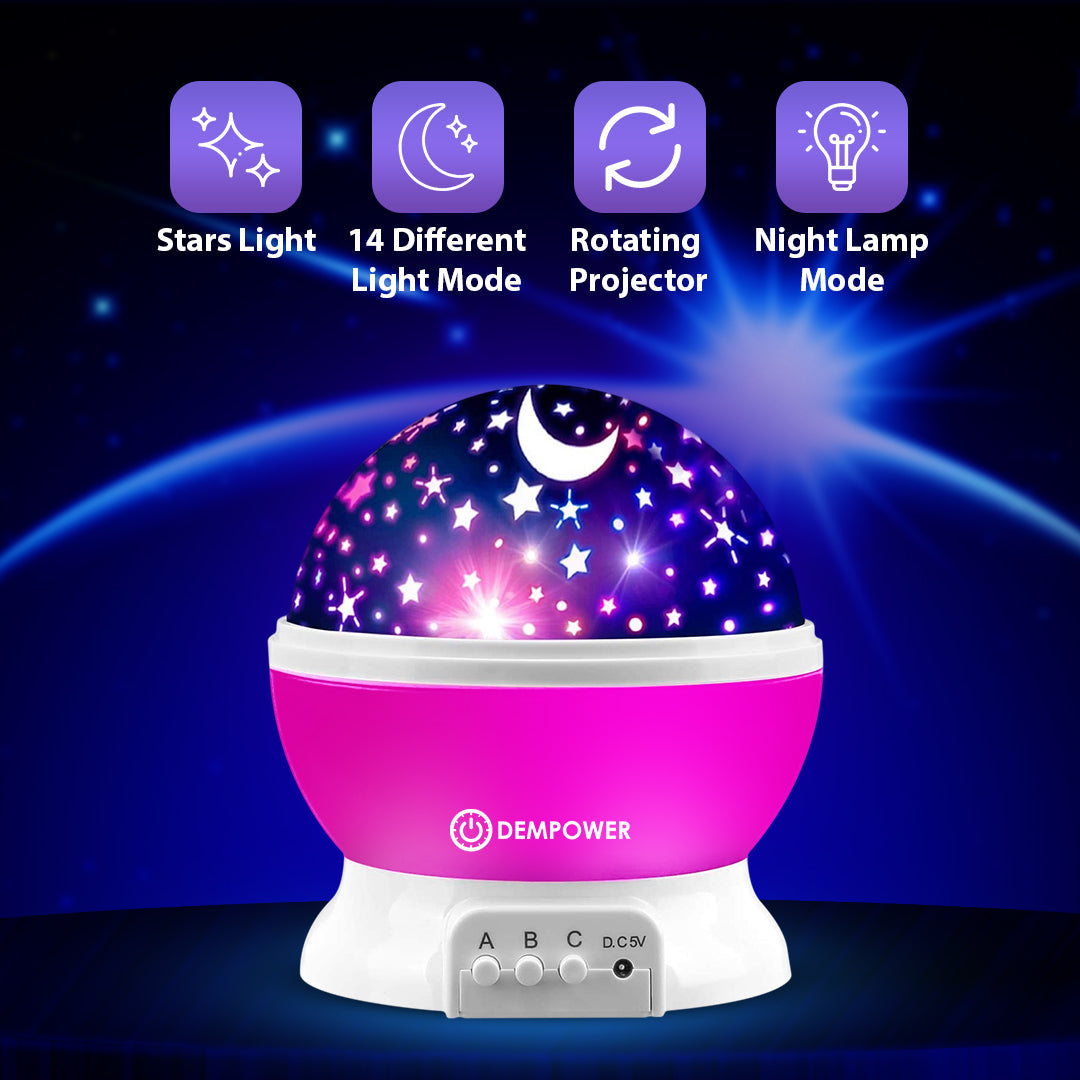 360° Rotation Star Projector Night Light (Pink)