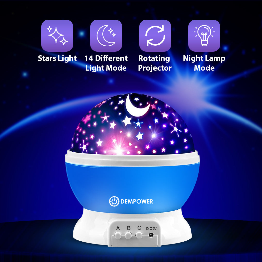 360° Rotation Star Projector Night Light (Blue)