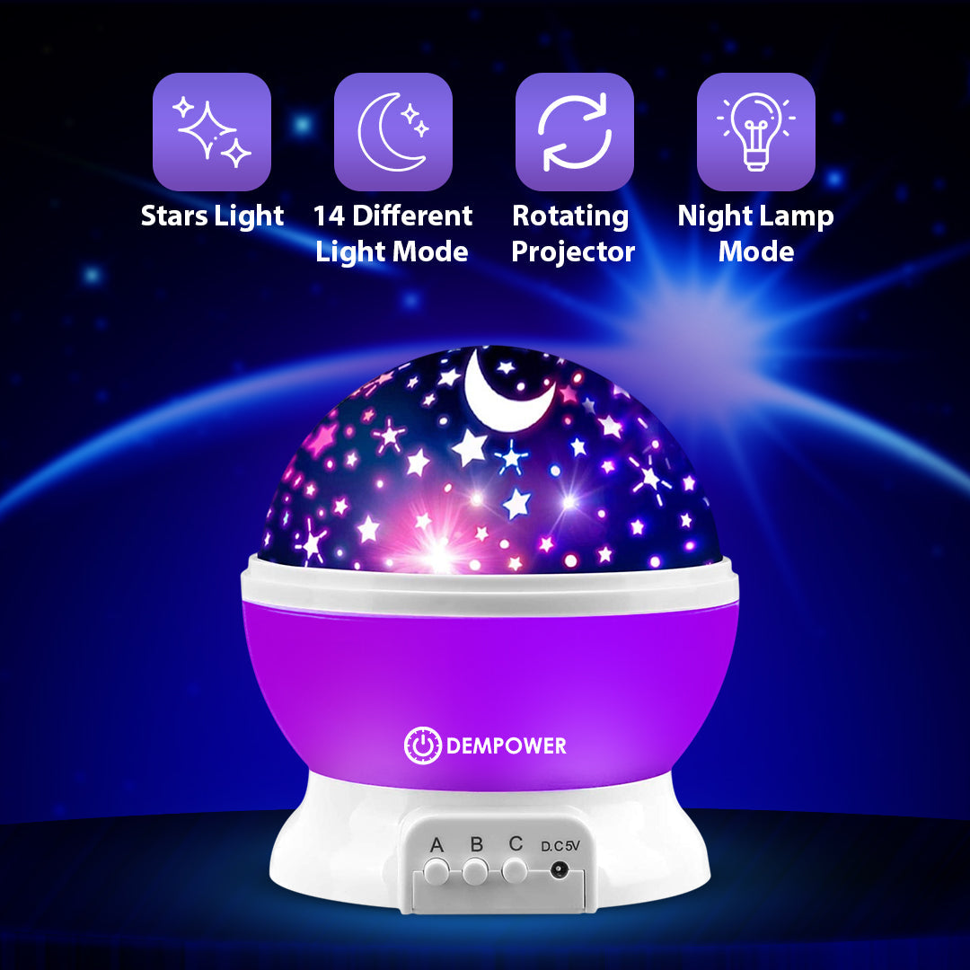 360° Rotation Star Projector Night Light (Purple)