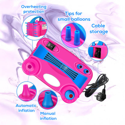 Electric Balloon Pump for Party Decoration – Dual Nozzle Inflator, Adult Use Only