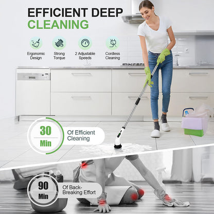 Electric Cleaning Brush with Multiple Brush Heads – Handheld Household Scrubber