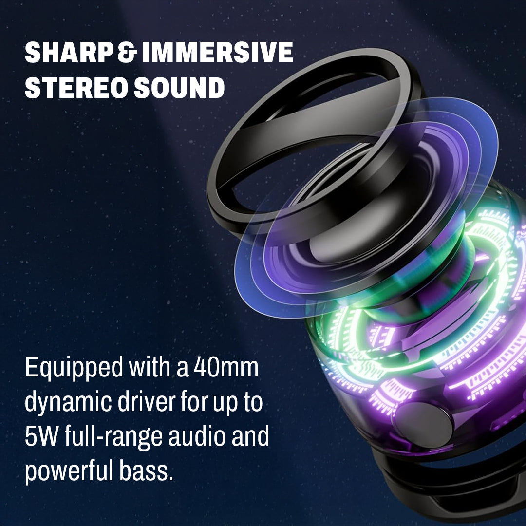Magnetic Bluetooth Speaker – 360° Stereo Sound, LED Light Design & Magnetic Mount for Smart Devices