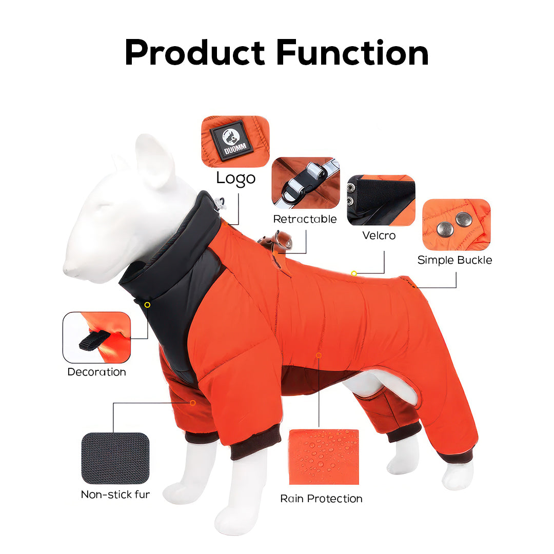 S Size Windproof & Waterproof Full Body Warm Dog Coat (Orange) Y-S-P