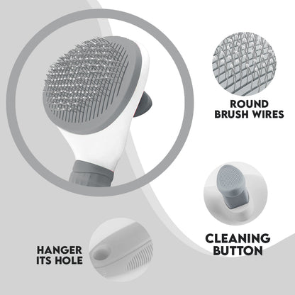Pet grooming brush – round massage tip bristles