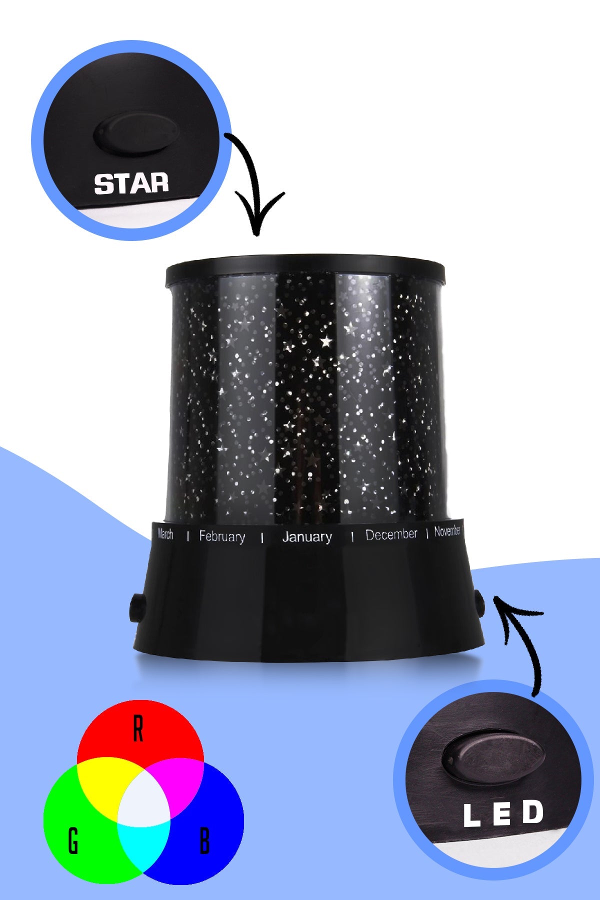 LED Projector Night Light – Starry Sky Effect Lamp for Home & Bedroom