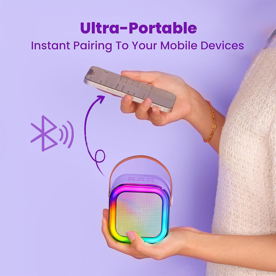 Portable Bluetooth Karaoke Speaker with 2 Wireless Microphones and RGB Lights Y-S-P