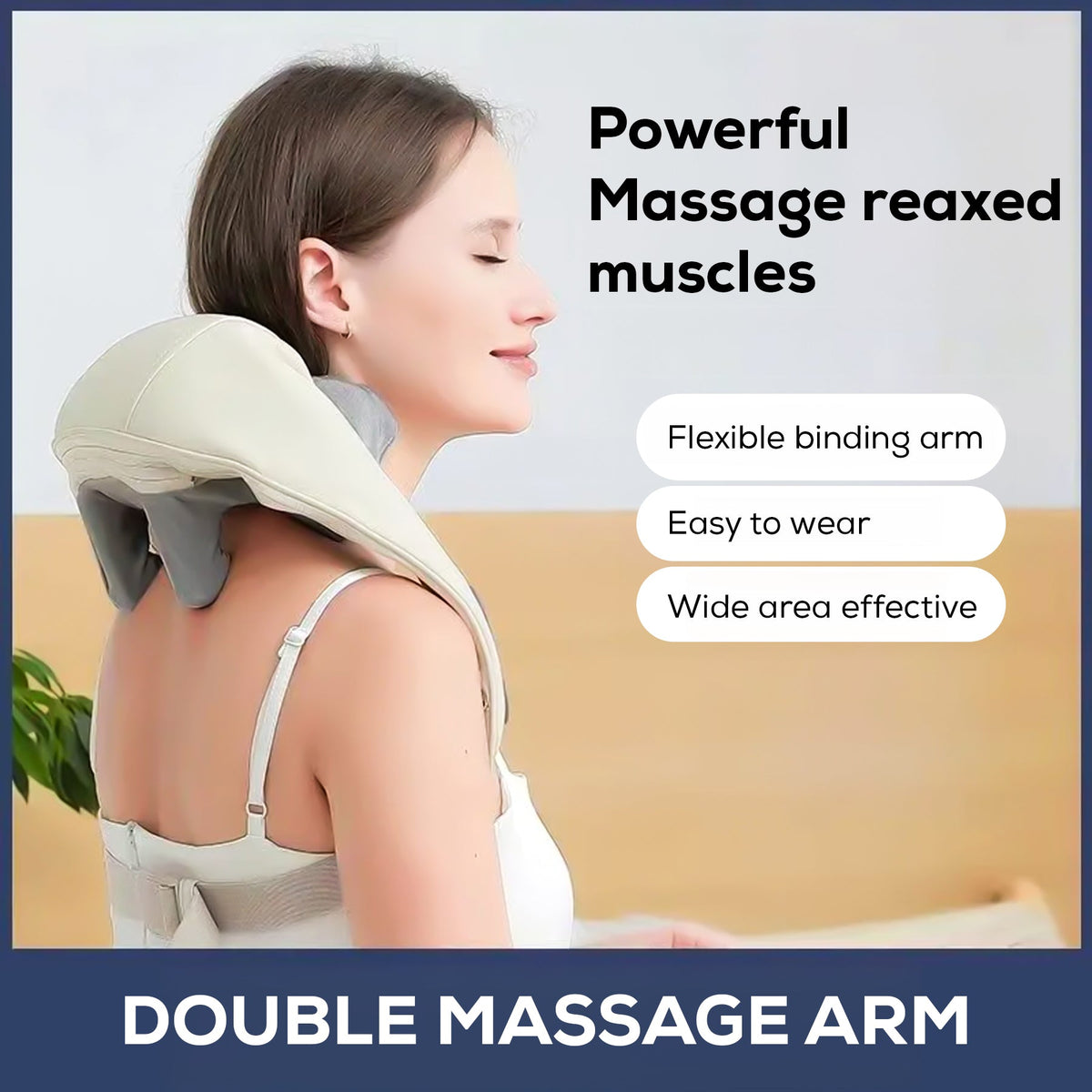 Cordless Neck & Shoulder Massager – Double Kneading Arms, 2 Modes & Adjustable Speed, USB-C Rechargeable