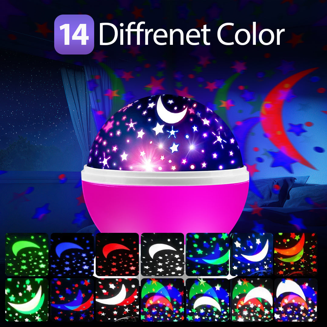 360° Rotation Star Projector Night Light (Pink)