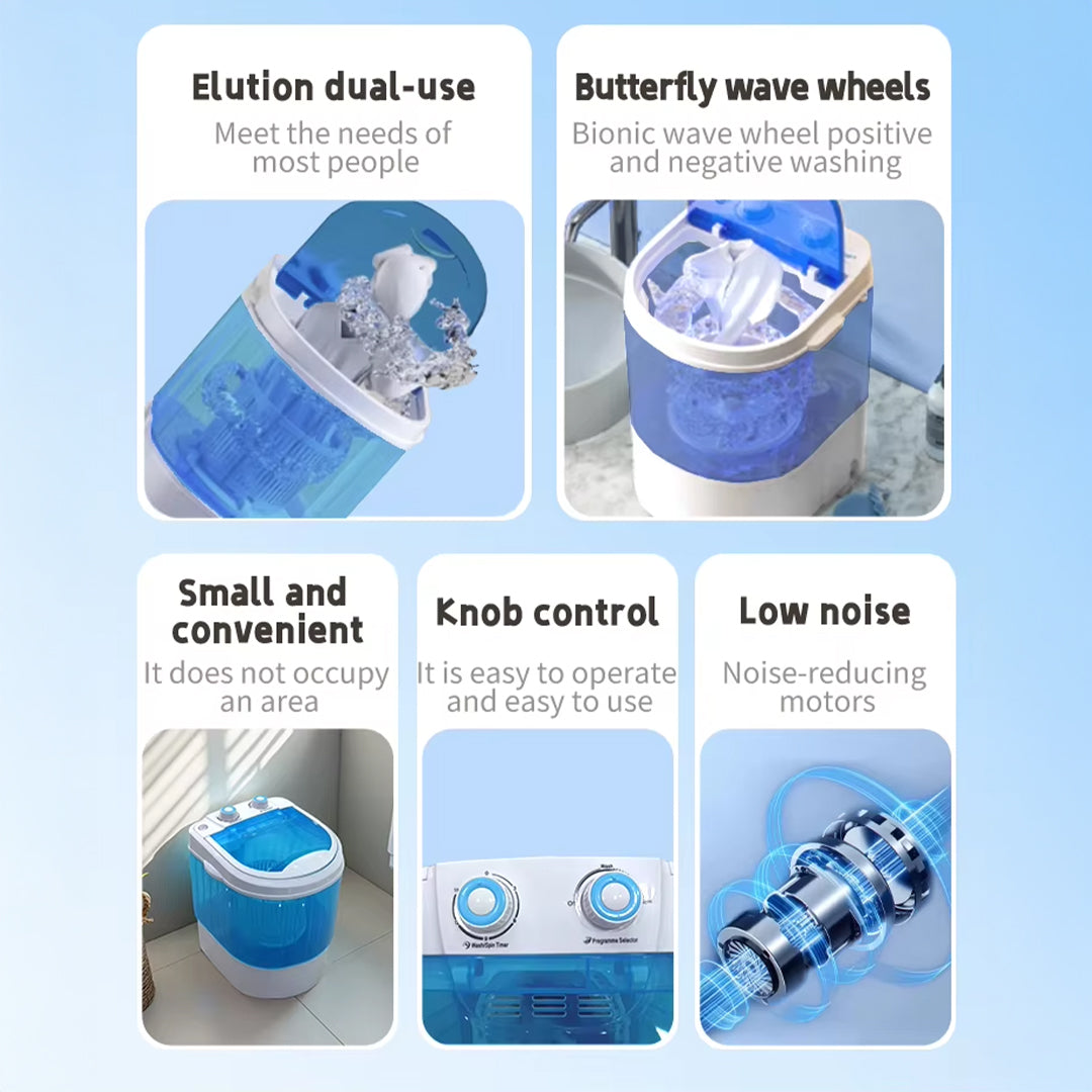Mini Washing Machine for Shoes and Small Laundry with Timer Function