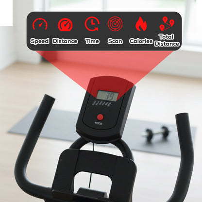 Portable Upright Exercise Bike – Adjustable Indoor Cycling with LCD Monitor