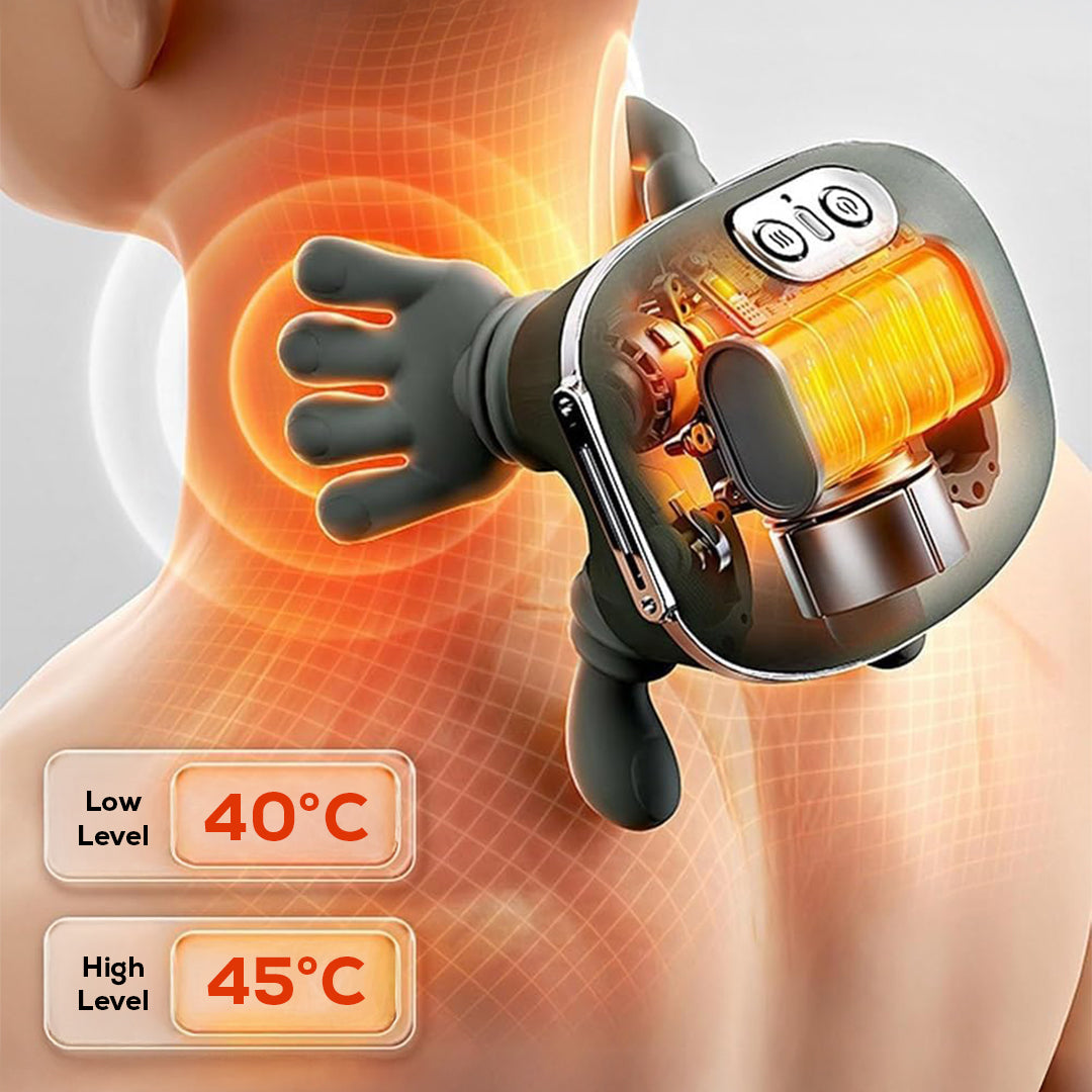 Cordless heated neck massager with two heat levels, 40°C and 45°C