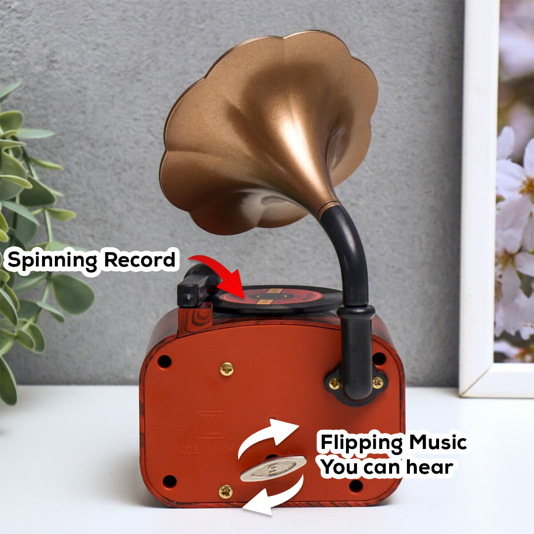 Gramophone Style Wooden Music Box