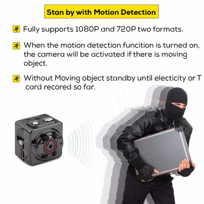 Compact Wireless Micro DVR Camera with Night Vision and Motion Sensor - HD 1080P