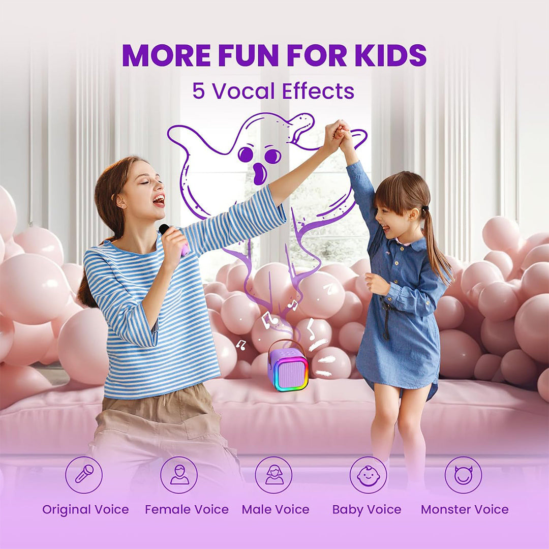 Portable Bluetooth Karaoke Speaker with 2 Wireless Microphones and RGB Lights Y-S-P
