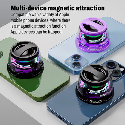 Magnetic Bluetooth Speaker – 360° Stereo Sound, LED Light Design & Magnetic Mount for Smart Devices