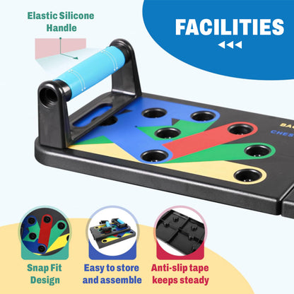 Foldable Push-Up Board – Colour-Coded for Chest, Shoulders, Back & Triceps, Non-Slip Home Workout