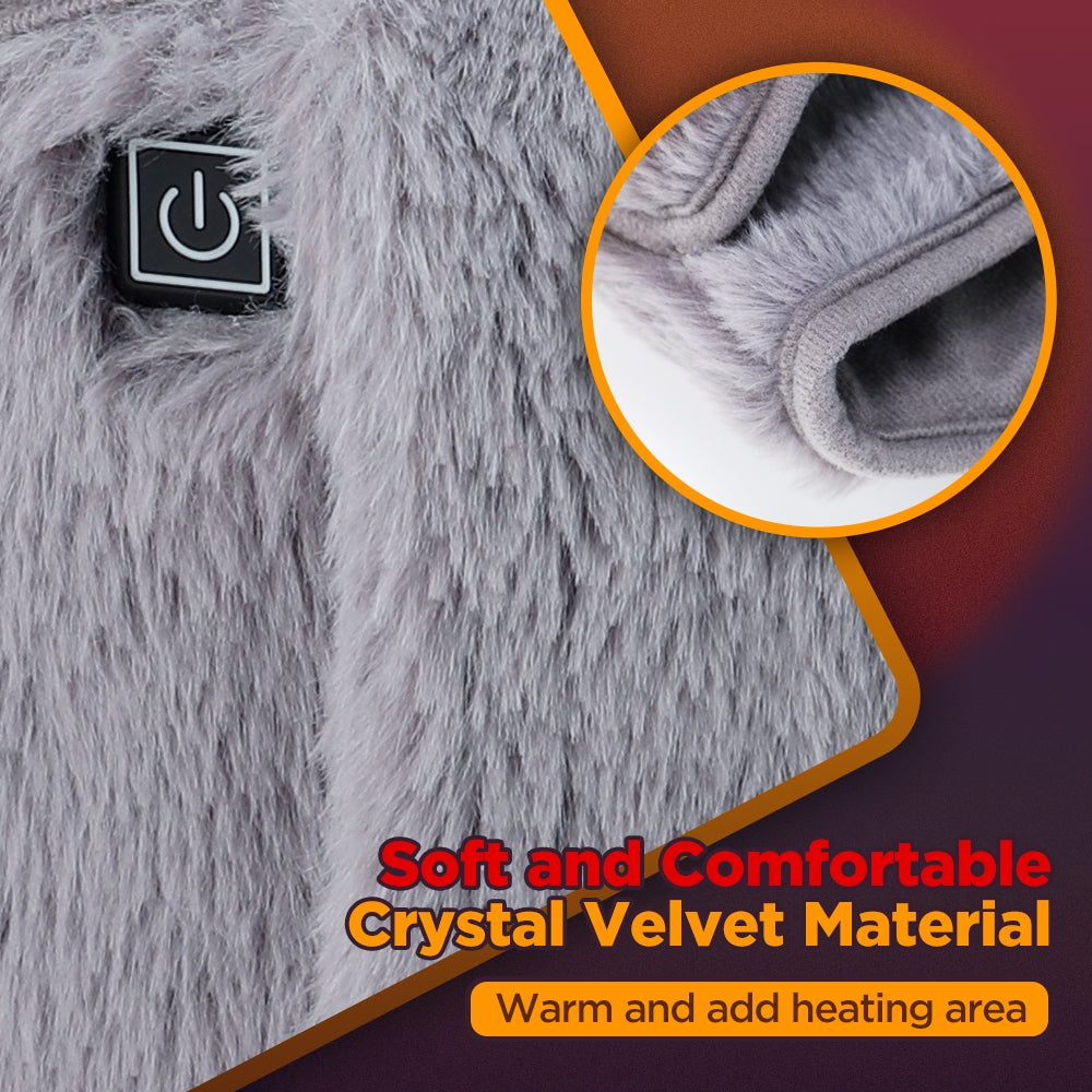 USB Heated Waist & Hand Warmer Belt with 3 Heat Levels – Soft Crystal Velvet Heating Wrap with Power Bank Pocket