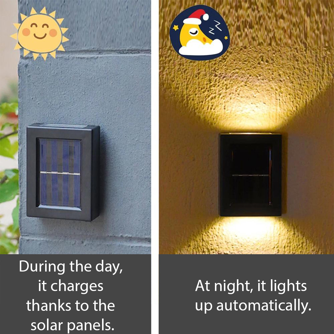 Pack of 2 Solar Outdoor Wall Light - Waterproof for Garden & Patio