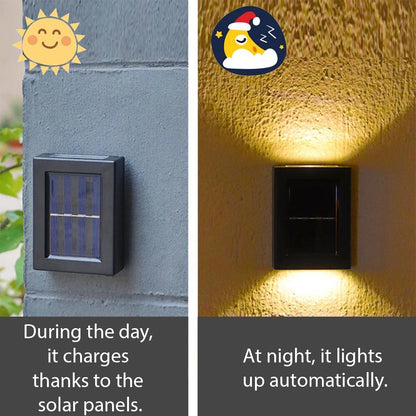 Pack of 2 Solar Outdoor Wall Light - Waterproof for Garden & Patio