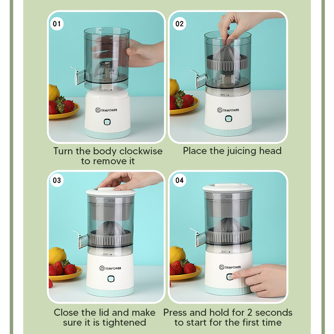 Cordless Electric Citrus Juicer – USB-C Rechargeable, One-Touch Press, Drip-Free Spout & Easy to Clean