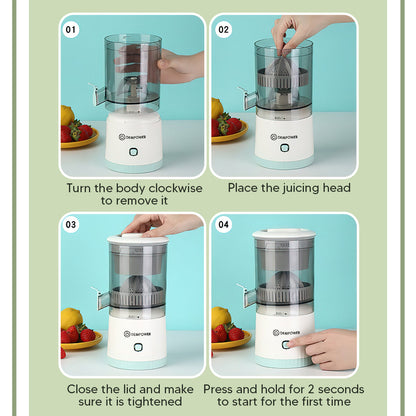 Cordless Electric Citrus Juicer – USB-C Rechargeable, One-Touch Press, Drip-Free Spout & Easy to Clean