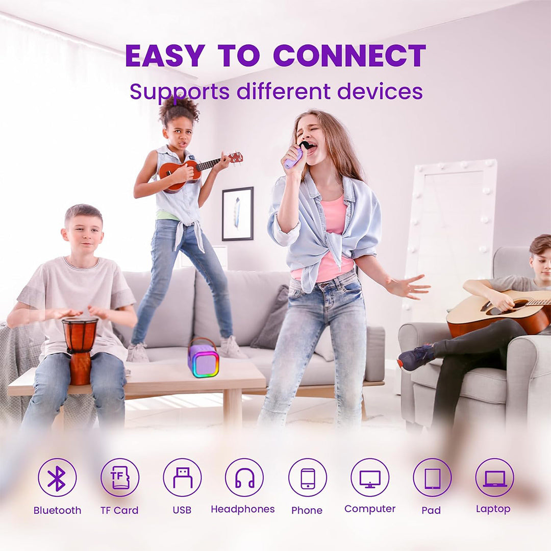 Portable Bluetooth Karaoke Speaker with 2 Wireless Microphones and RGB Lights Y-S-P