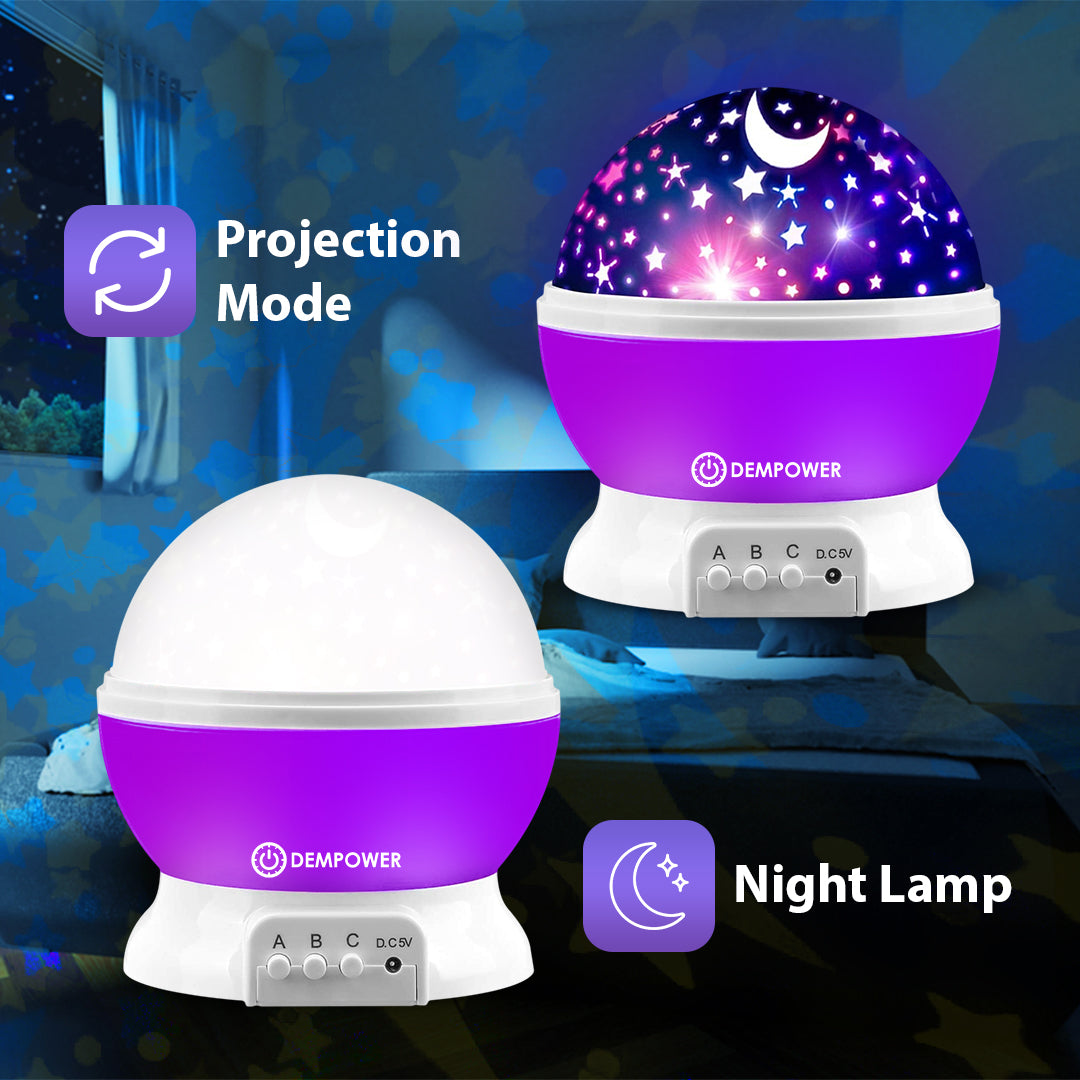360° Rotation Star Projector Night Light (Purple)