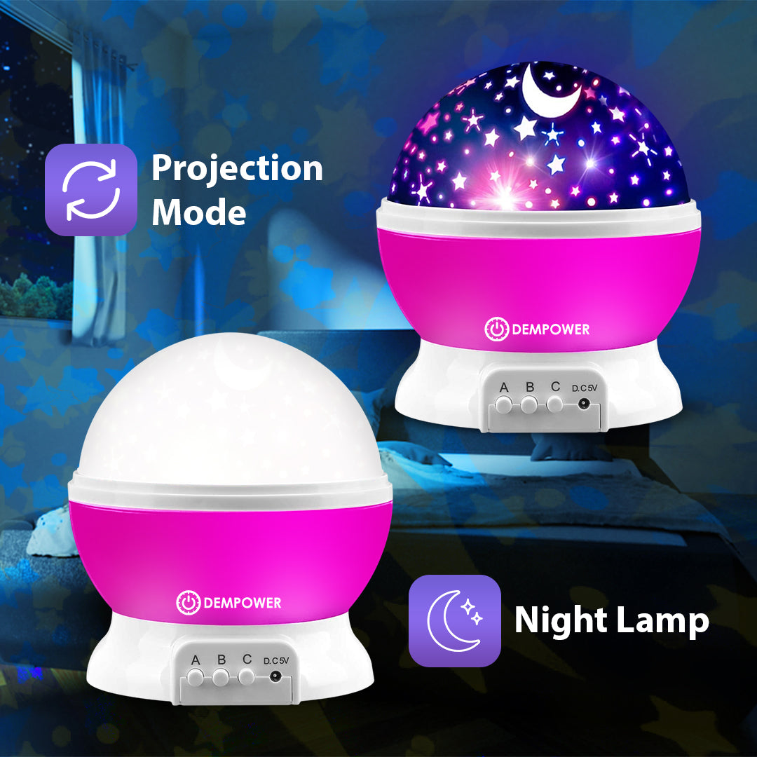 360° Rotation Star Projector Night Light (Pink)