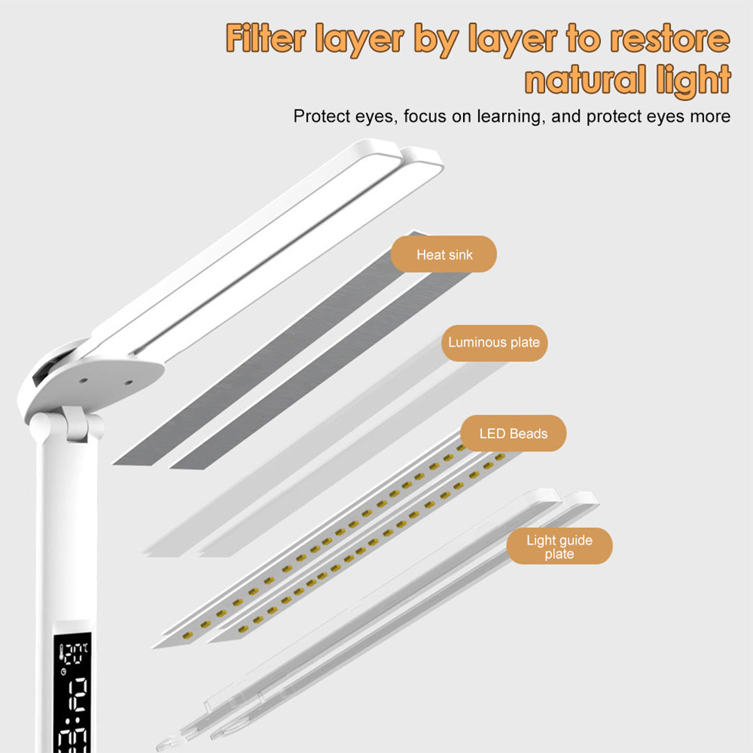 LED Desk Lamp with Digital Display, Touch Control and Phone Holder Y-S-P