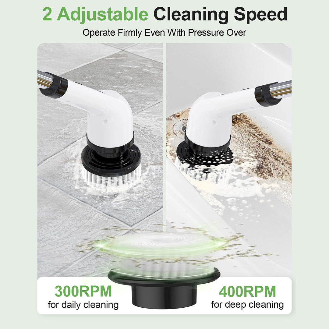 Electric Cleaning Brush with Multiple Brush Heads – Handheld Household Scrubber