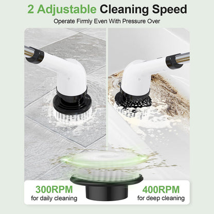 Electric Cleaning Brush with Multiple Brush Heads – Handheld Household Scrubber