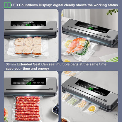 Automatic Vacuum Sealer Machine with LED Display and Dry/Wet Modes