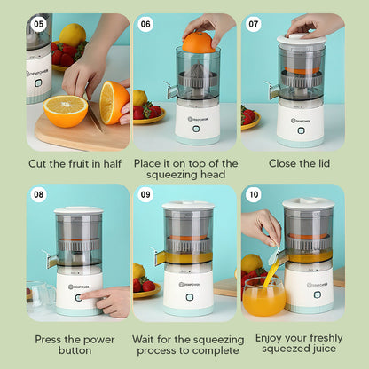 Cordless Electric Citrus Juicer – USB-C Rechargeable, One-Touch Press, Drip-Free Spout & Easy to Clean