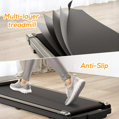 Under-desk use of the portable treadmill